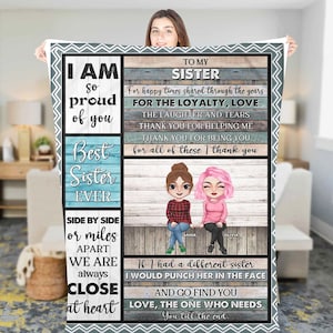 Personalized To My Sister Fleece Sherpa Blanket Custom Name Blankets Birthday Gifts From Bestie Happy Decor Sister Blanket Christmas blanket