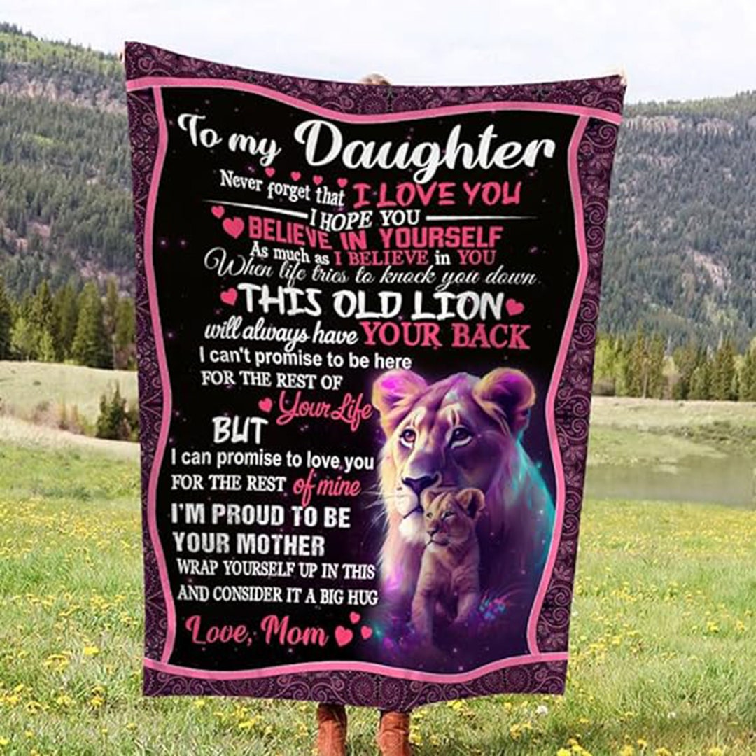 Personalized to My Daughter Lion Blanket Fleece Blanket Birthday Gifts