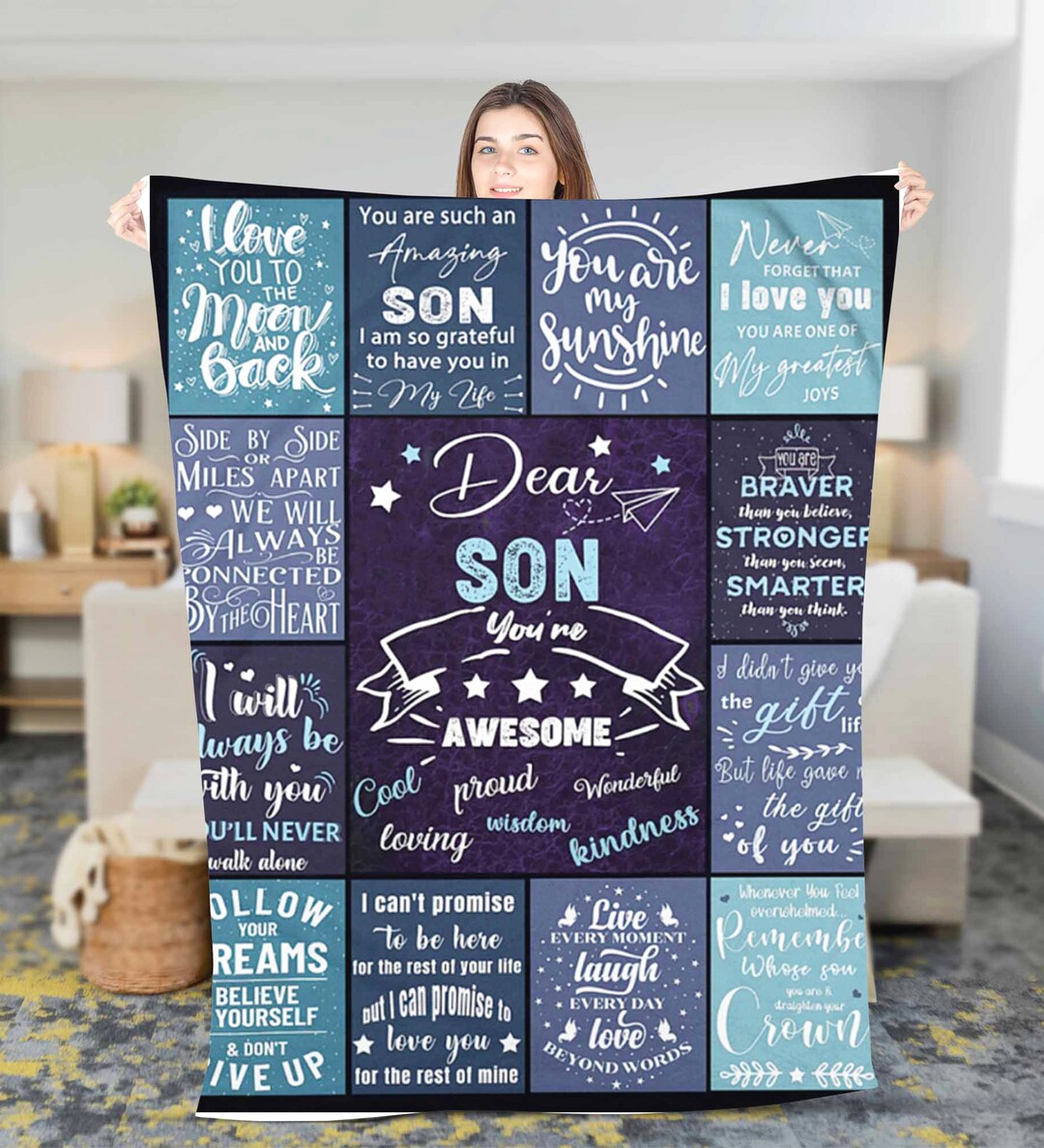 Personalized Name to My Son Blanket Custom Name Fleece Blanket Gift