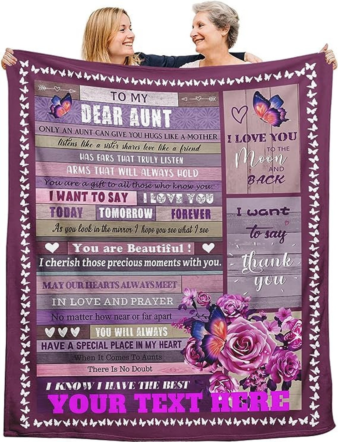 To My Aunt Blanket Gifts for Aunt From Niece or Nephew Birthday Gifts