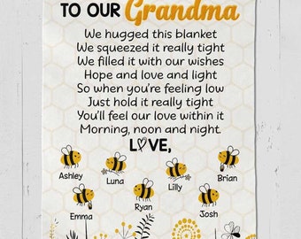 Personalized To My Grandma Cute Bee & Flower Fleece Blanket We Hugged This Blanket Birthday Gifts From Granddaughter For Grandma Happy Decor