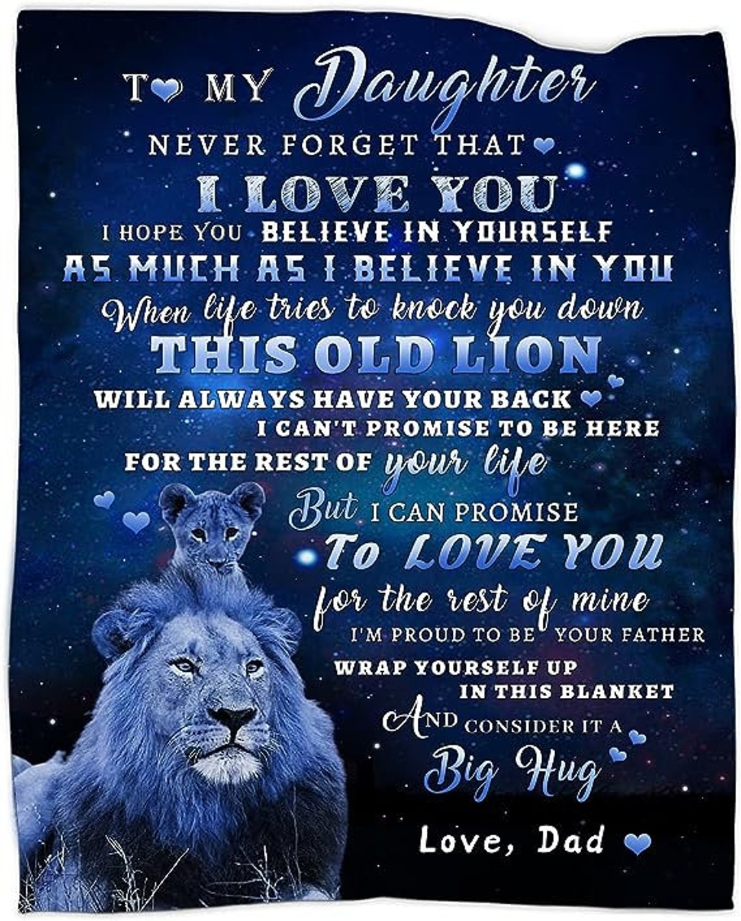 To My Daughter Lion Blanket Personalized Gifts From Dad Birthday Gifts