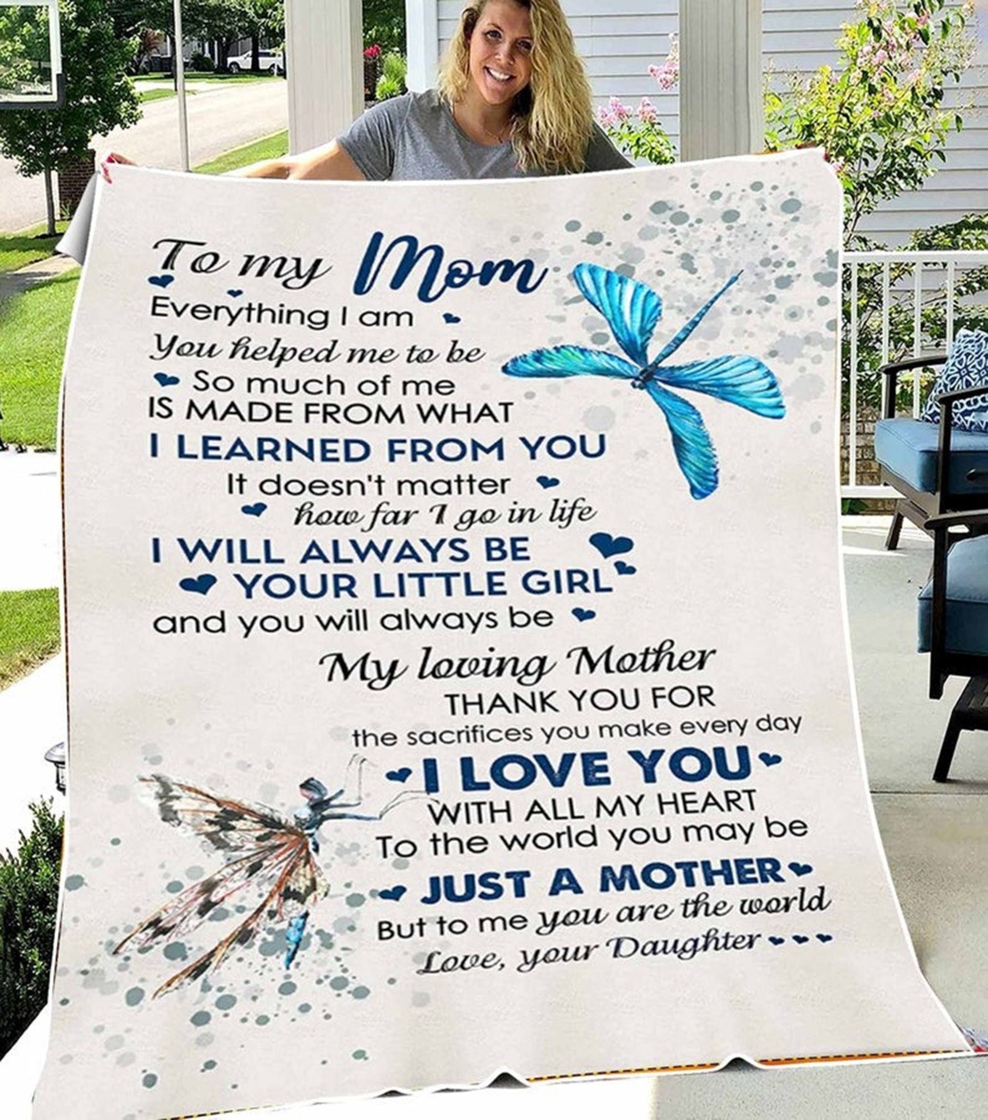 Discover Personalized To My Mom Dragonfly Blanket Fleece Blankets Gifts From Daughter Son Birthday Gifts For Mother Happy Decor Mother's Day Blanket