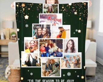 Custom Blanket with Family Photos Fleece Sherpa Blanket, Custom Birthday Gift, photo Blanket, Mother's day Gift, Mother's day blanket