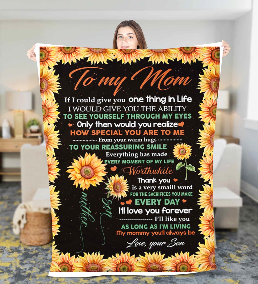 Personalized to My Mom From Child Fleece Sherpa Blanket, Custom