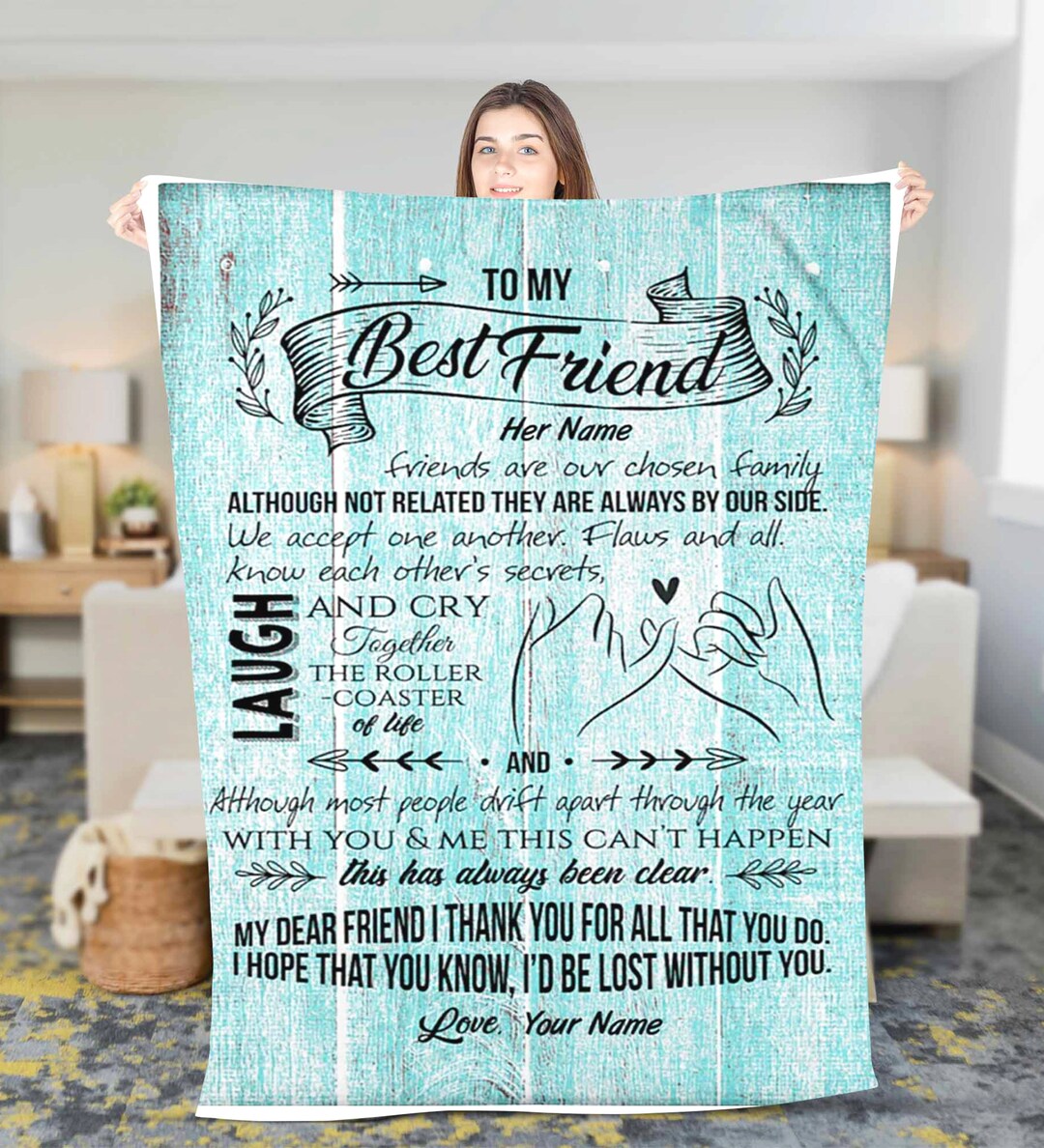 Personalized Name to My Bestie Fleece Sherpa Blanket Gift for Friend