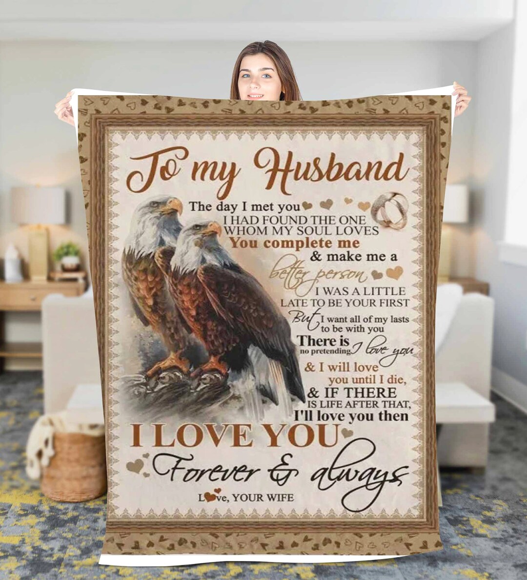 Custom to My Husband Fleece Sherpa Blankets Gift for Husband Birthday