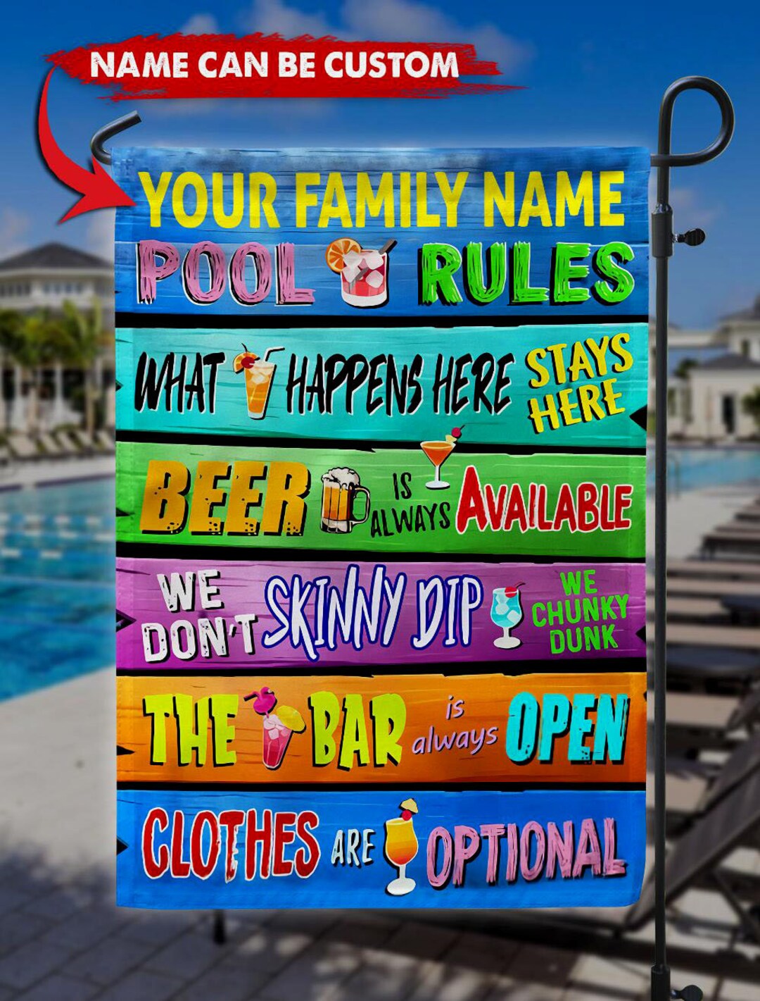 Pool Sign, Metal Swimming Pool Sign, Metal Backyard Sign, Pool Party