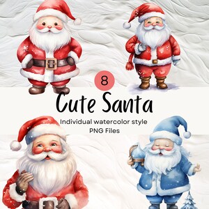 Aquarell Weihnachtsmann Clipart, Weihnachten PNG für kommerzielle Nutzung POD, Winter Clip arts für Sublimation Junk Journals & Scrapbooking