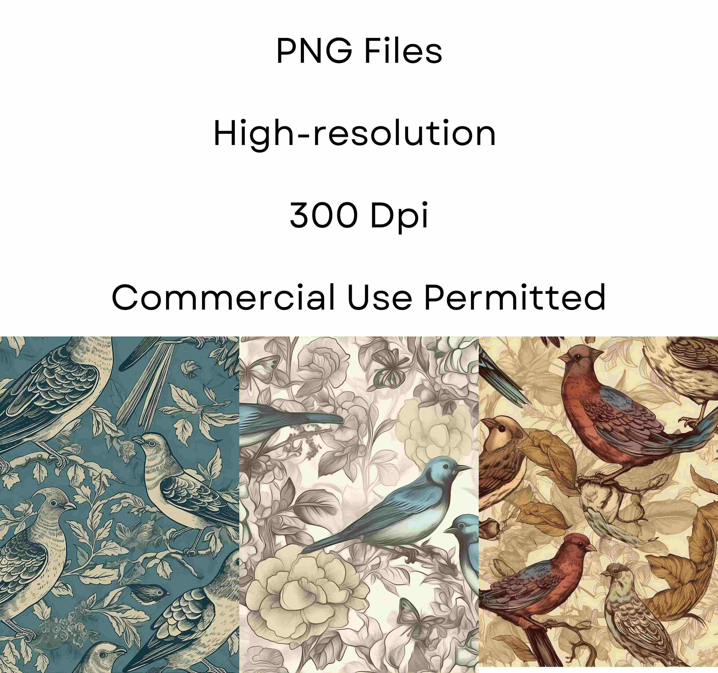 Vintage Victorian Bird Seamless Patterns, Digital Patterns for ...