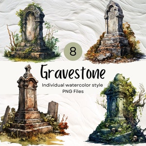 Aquarel Halloween grafsteen clipart, herfst PNG voor commercieel gebruik POD, herfst clipart voor sublimatie ongewenste tijdschriften & scrapbooking