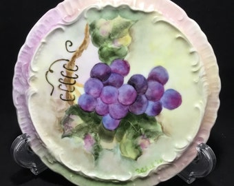 Hand Painted Porcelain Grapes Teapot Trivet