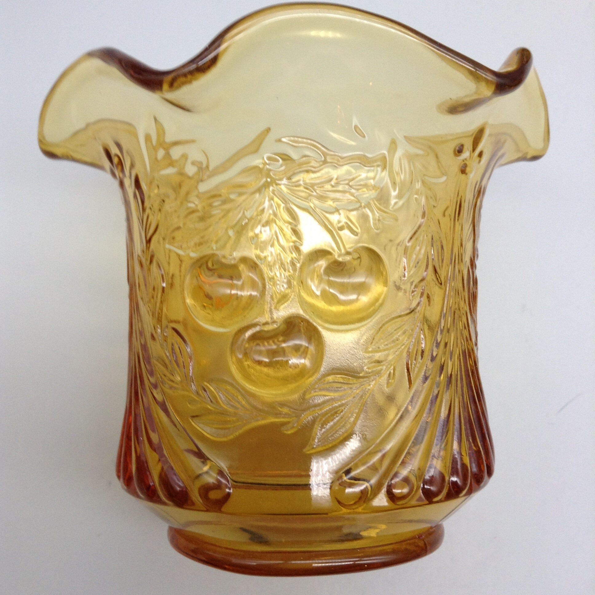 G Wright Amber Pressed Glass Ashtray Fenton and L