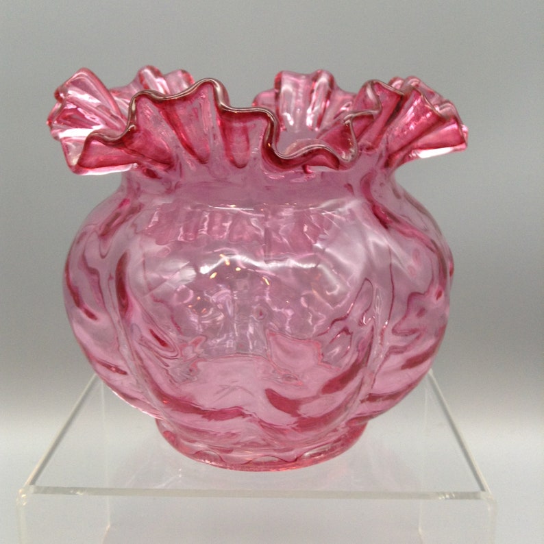 Fenton Pre-Logo Cranberry Rose Bowl