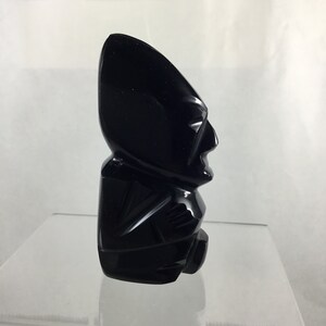 Obsidian Black Stone Hand Carved Aztec Mayan Figurine