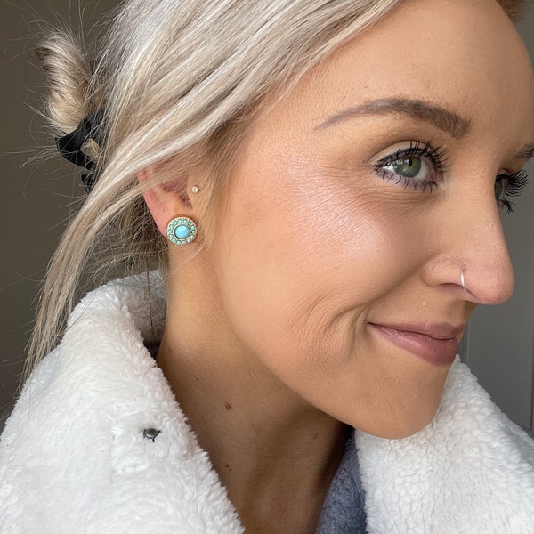 Turquoise Circle Studs main image 1