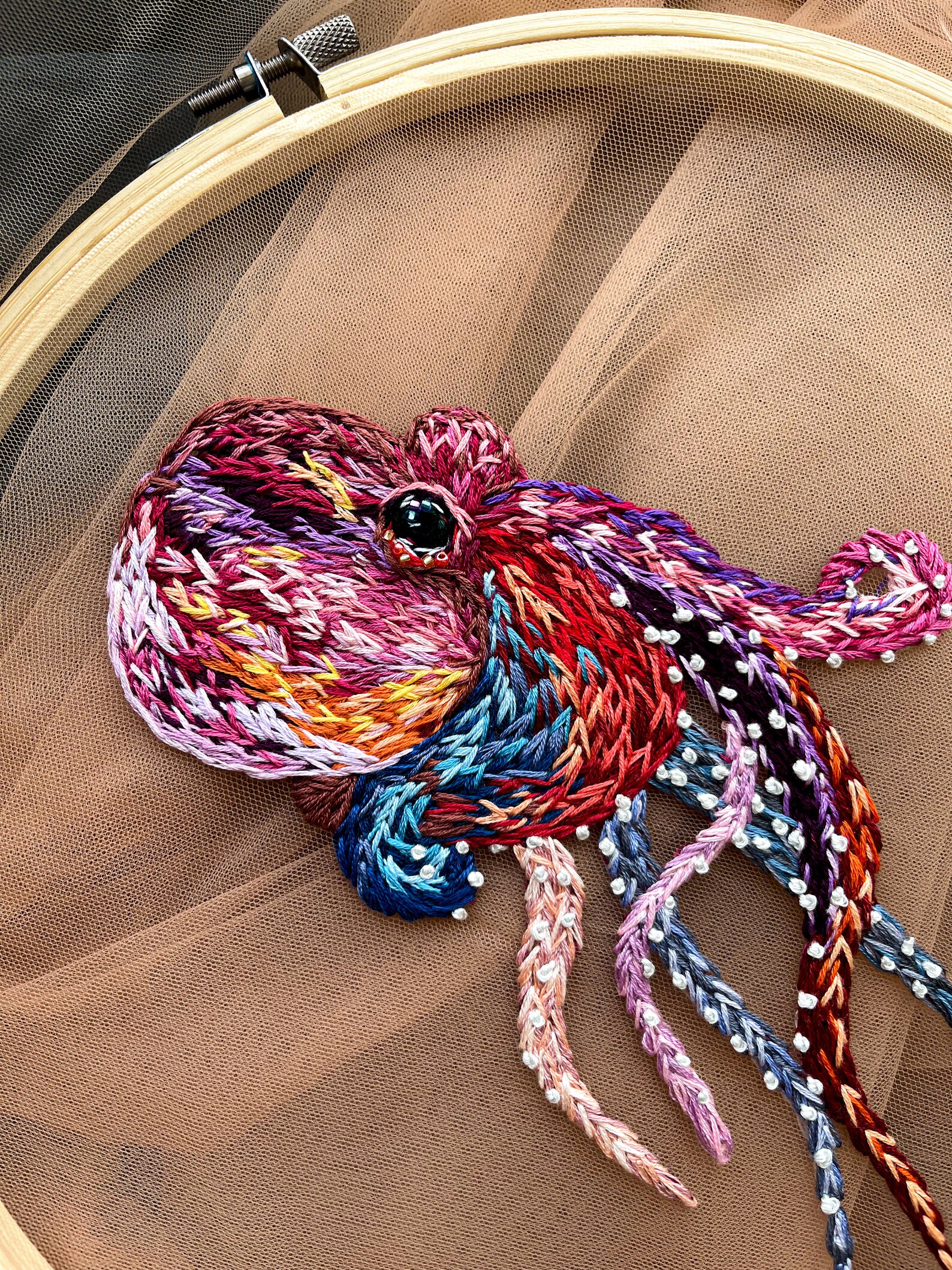 Octopus embroidery hoop Home decor Wall art Devilfish Etsy