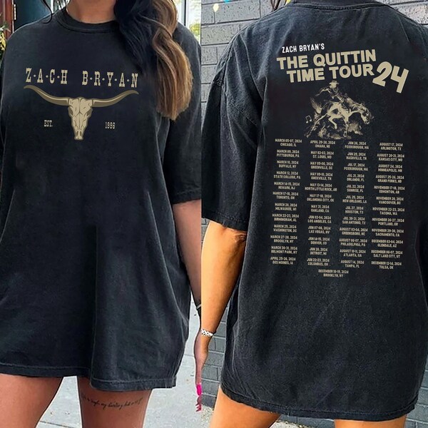 Zach Bryan The Quittin Time Tour Shirt, Zach Bryan Shirt, Country Music Shirt, Western Style Shirt, Tour 2024 Shirt