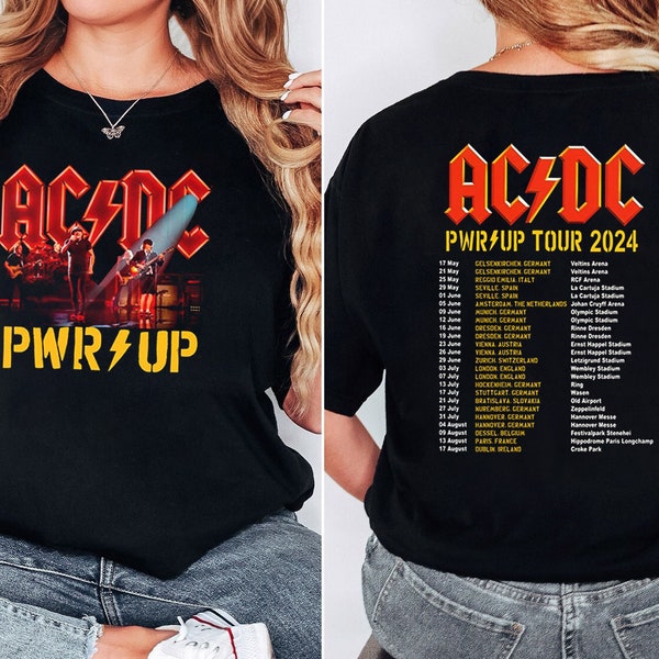 Camicia ACDC Pwr Up World Tour 2024, Camicia ACDC Rock Band, Camicia ACDC Band, Camicia Acdc Band anni '90