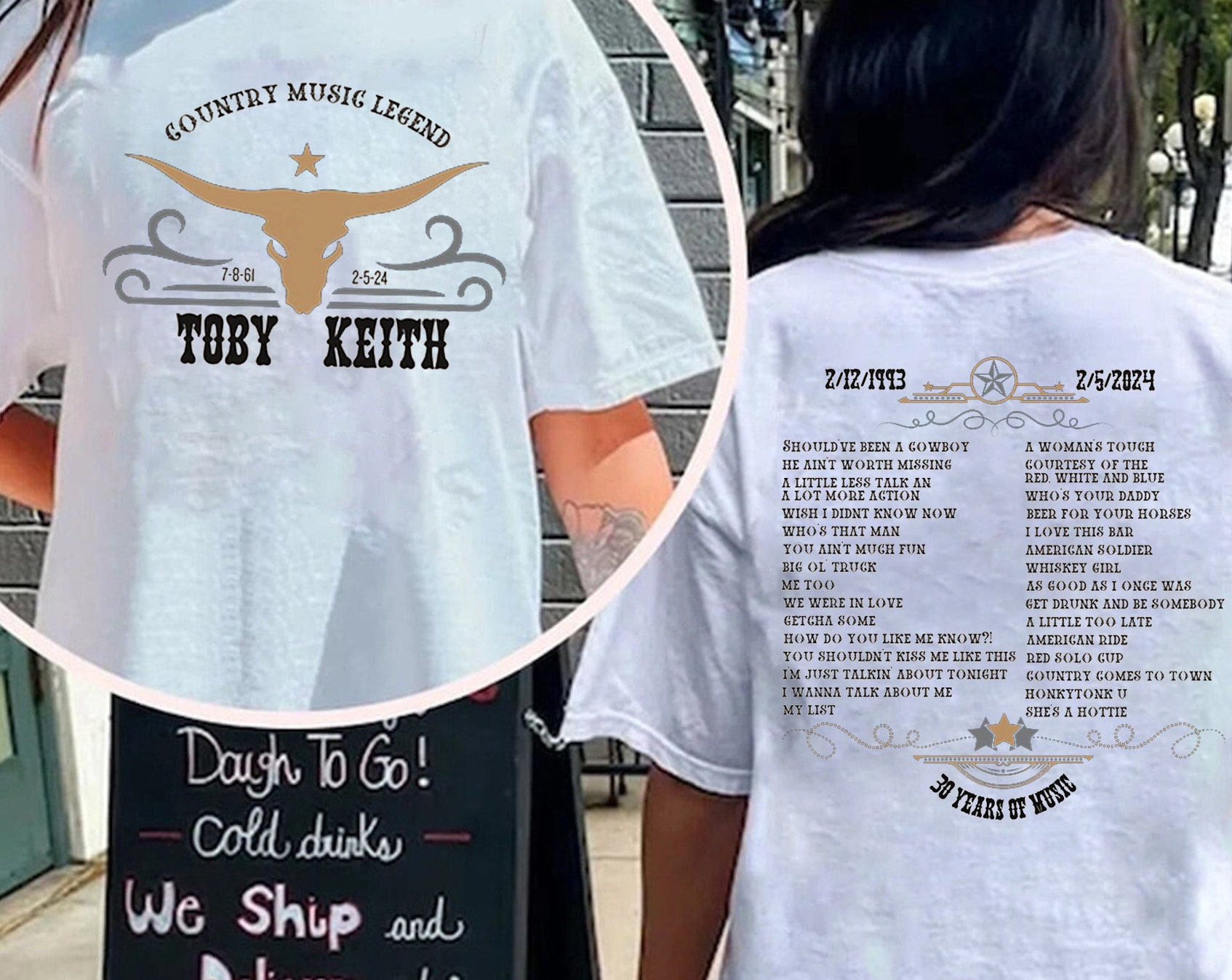 Toby Keith Country Music Legend Tribute Shirt, Western Retro Cowboy Double Sided T-Shirt