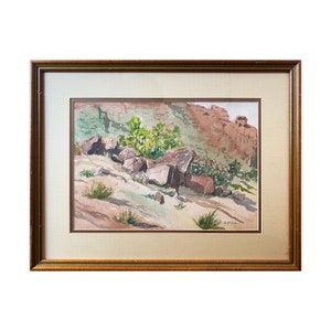 Desert Valley Watercolor, Framed