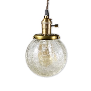 Crackled Glass Globe Pendant Lamp, &quot;Ruby&quot;