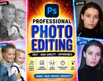 Servicio de edición de fotos con Photoshop: Edición profesional de fotos, cambio de fotos, edición de imágenes, eliminación de personas, adición de personas, edición de imágenes, retoque fotográfico.