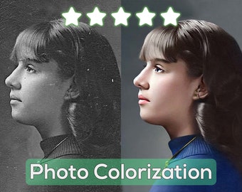 Photo Colorization Service, Vivid Image Enhance (Digital File)