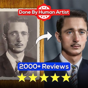 Photo restoration service, colorize old photos, fix damage, repair photo. Old photo restoration serice. Old photos restored by real humans, not AI