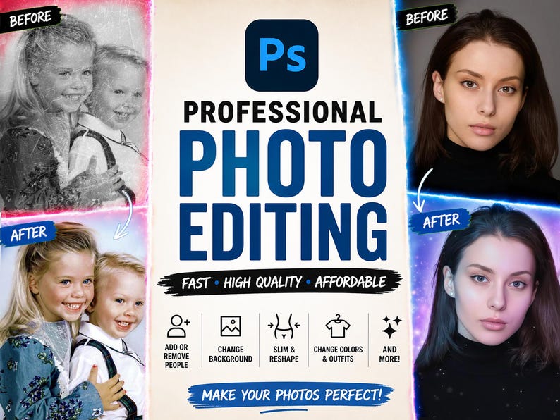 Photo Editing Service, Photoshop Service, Professional Photoshop Service, Photos Edited by The Real Human Artist in Photoshop, Photo Retouching Service