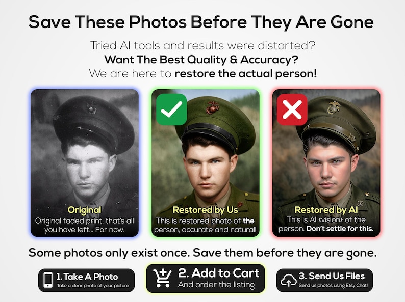 How photo restoration done by real human being is better than AI and why order them