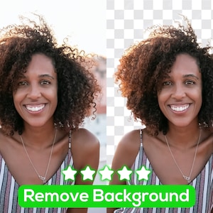 Pode incluir: Uma mulher com cabelo castanho encaracolado está sorrindo e usando um top de tanque listrado. O fundo foi removido.