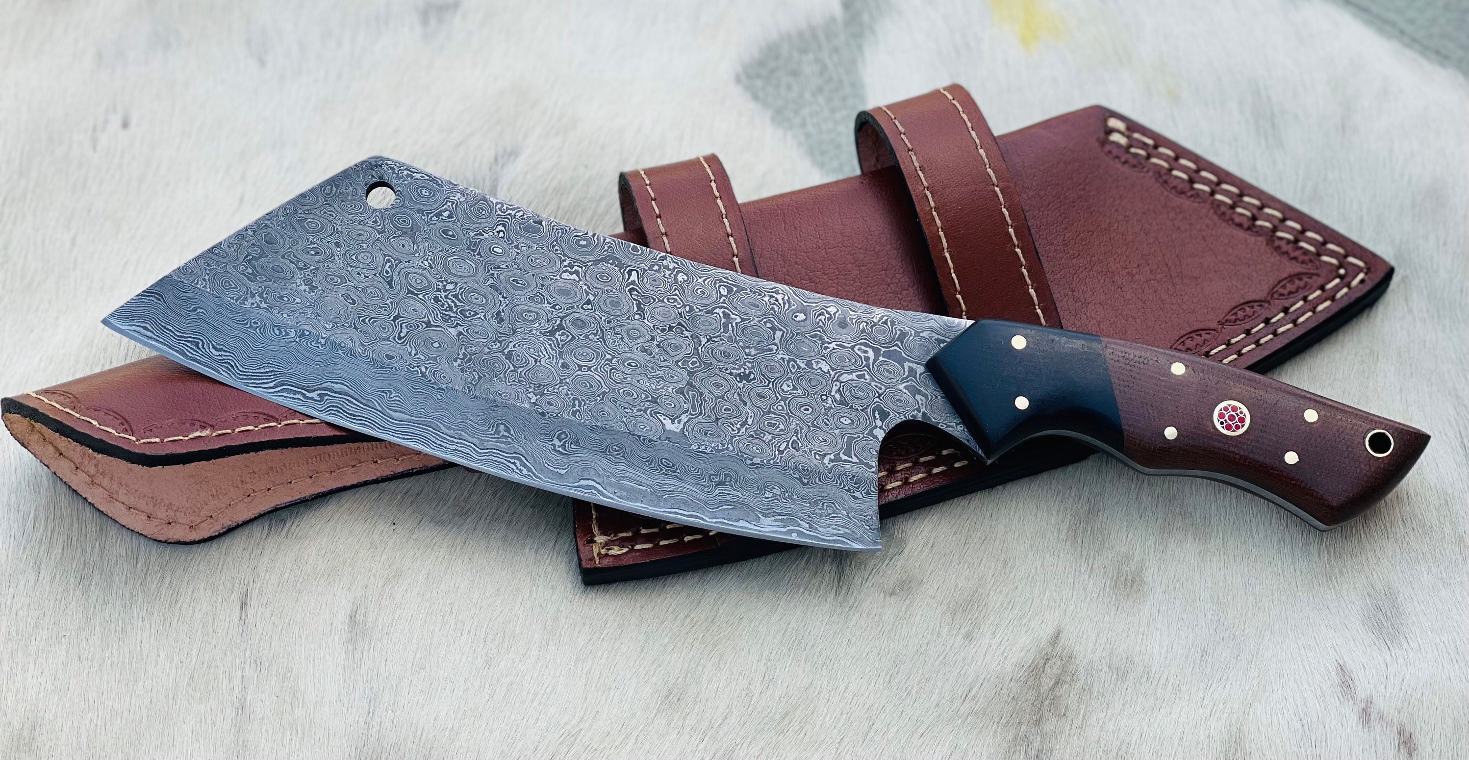 Hand Kitchen Knife Meat Cleaver with Leather Sheath Etsy