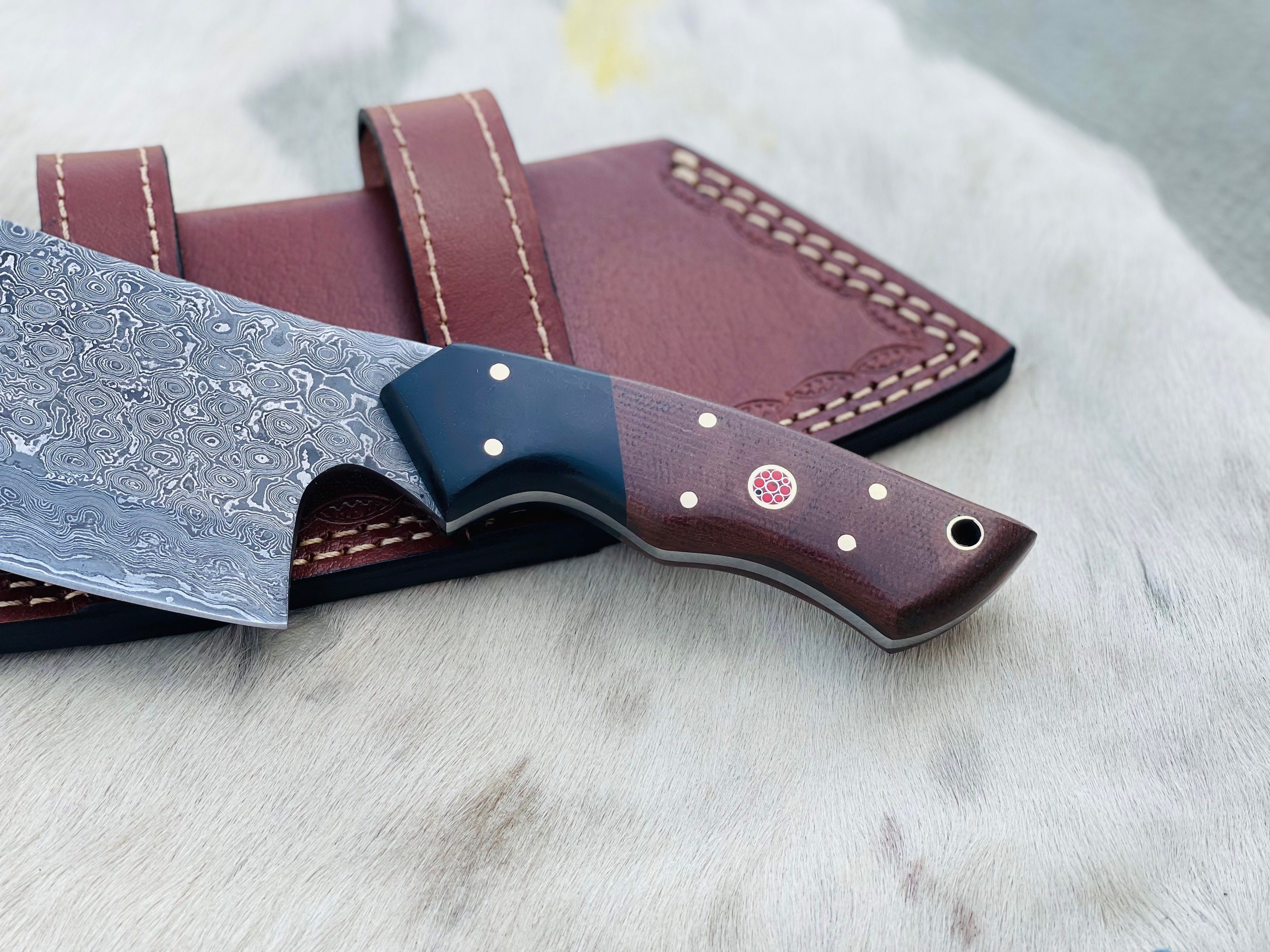 Hand Kitchen Knife Meat Cleaver with Leather Sheath Etsy