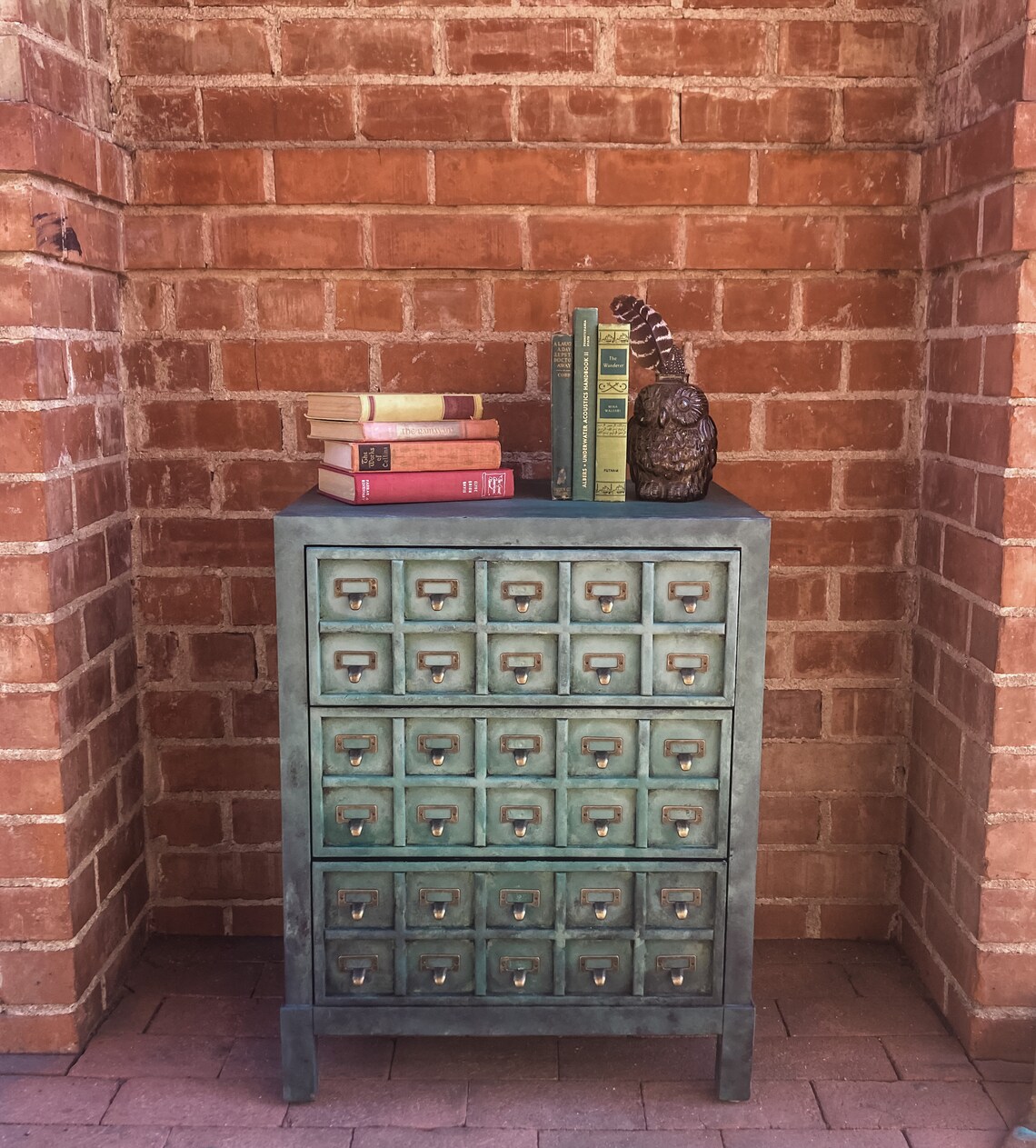 SOLD Apothecary Style Painted Antique Dresser Vintage Library
