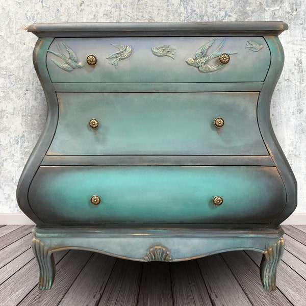 SOLD | Blue Bombay Dresser | Painted Antique Bombay Dresser