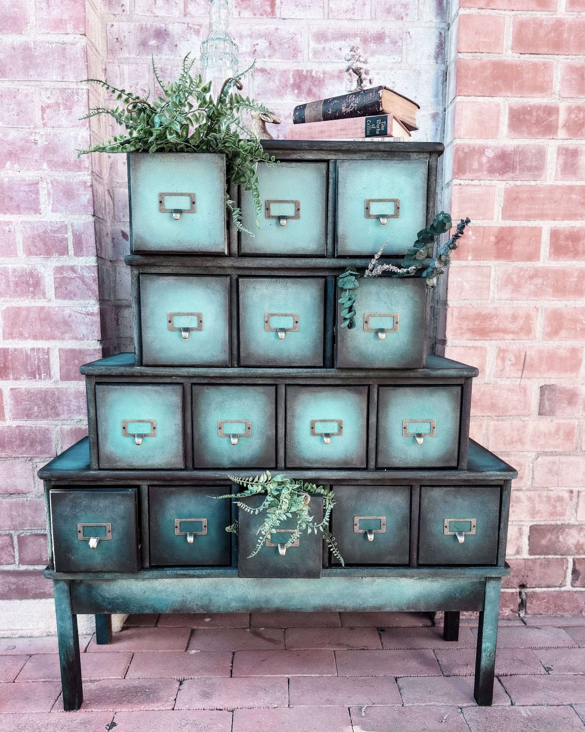 SOLD** Apothecary Style Cabinet Library Catalog Vintage Dresser Card ...