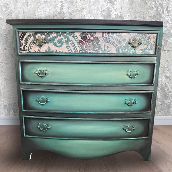 SOLD | Blue Boho Dresser | Painted Antique Dresser