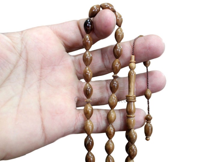 Original Natural Kuka Tree 33 Tasbih, Wood Oval Islamic Tasbeeh, Koka Arabic Rosary, Real Kuka Turkish Misbaha Gift for Muslim