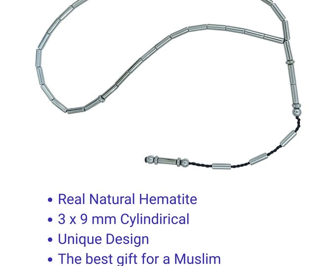Hematite Tasbih: Silver Muslim Prayer Beads - Islamic Rosary - Dhikr Misbaha for Him