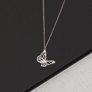 Silver Butterfly Necklace - Dainty Butterfly Necklace - Butterfly Pendant Necklace - Personalized Butterfly Necklace - Animal Necklace