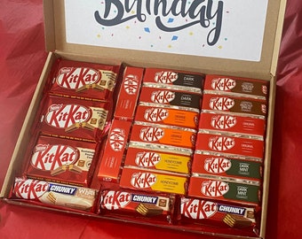 Cesta de chocolates KitKat de buzón personalizado, regalos para ella, mejores amigos, cumpleaños, regalos para él, regalos de Navidad, caja de dulces de chocolate