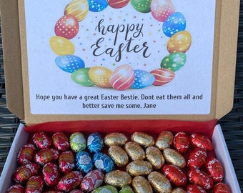 Lindt Lindor, cesto di cioccolato, scatola regalo, cassetta delle lettere, regalo, abbraccio in una scatola, regali di Pasqua per lui, regali per la sua migliore amica, uova di Pasqua, coniglietto.