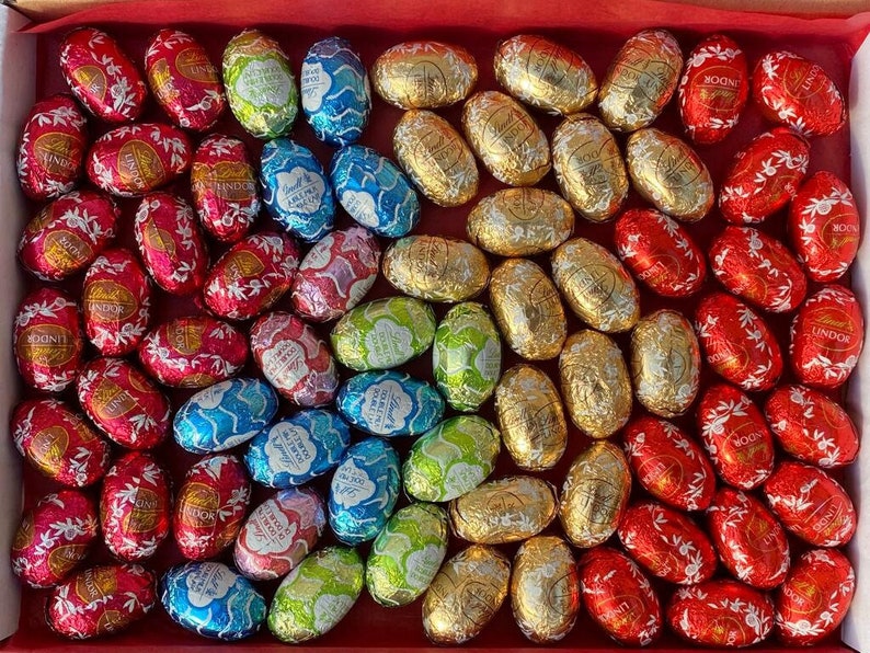 Personalizado Lindor Lindt chocolate huevos de Pascua dulces cesta golosinas caja de regalo regalos para él regalos para su lujosa caja de Pascua Lindt Standard Box (400g)