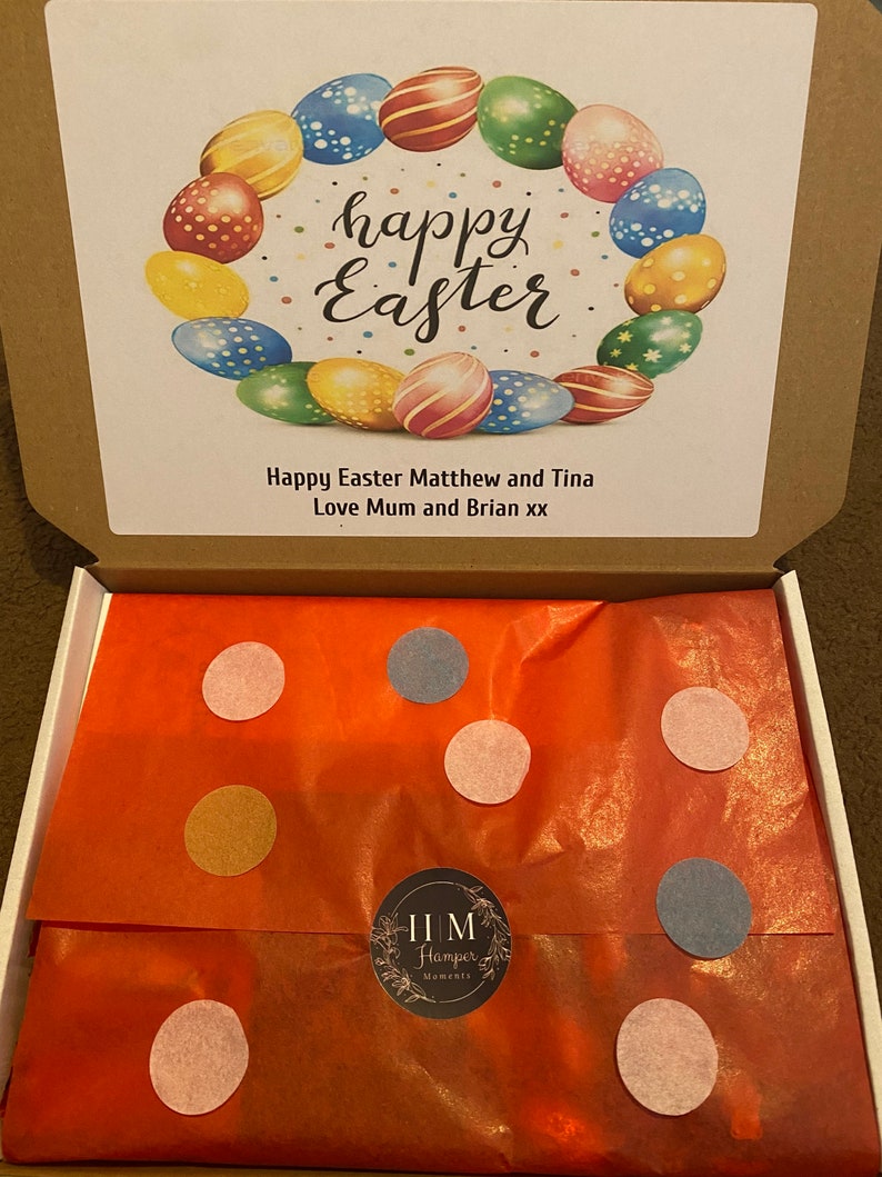 Personalizado Lindor Lindt chocolate huevos de Pascua dulces cesta golosinas caja de regalo regalos para él regalos para su lujosa caja de Pascua Lindt imagen 8