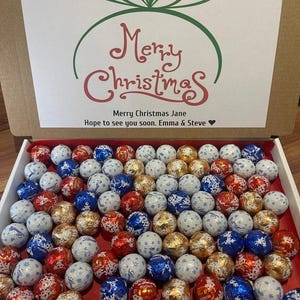 Personalised Lindor Lindt Chocolate Christmas Sweets Hamper Treats Gift Box Gifts For Him Gifts For Her Luxurious Lindt Xmas Box