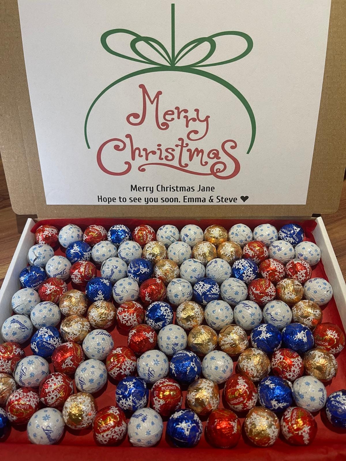 Personalised Lindor Lindt Chocolate Christmas Sweets Hamper Treats Gift Box Gifts For Him Gifts For Her Luxurious Lindt Xmas Box