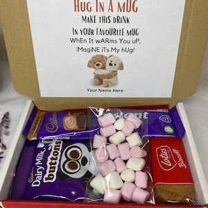 Hug in a Mug | Hot Chocolate | Marshmallows | Biscuits | Send a Hug | Letterbox Gift | Thinking of You Christmas Gifts, Xmas Eve Gifts