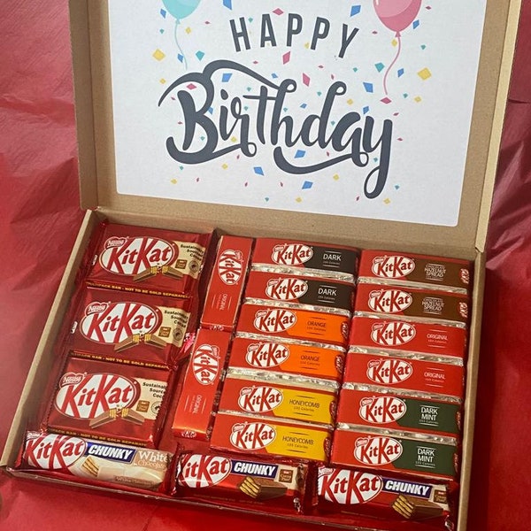 KitKat Panier de bonbons au chocolat de Noël personnalisé, cadeau d'anniversaire, petite amie, petit ami, meilleur ami, envoi d'un câlin