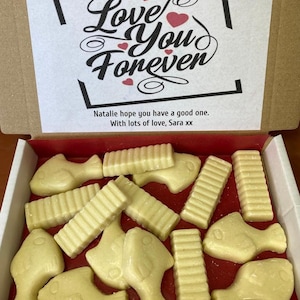 Personalised Tiny treats! Little box of chocolate Retro Sweets. Ideal Christmas, Birthday, Anniversary, Get Well Soon Gift Hamper Selection